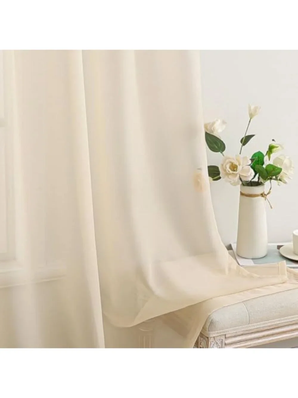 Elegant Sheer Curtains for Living Room - 54x84 Inches, Cream, Light Filtering